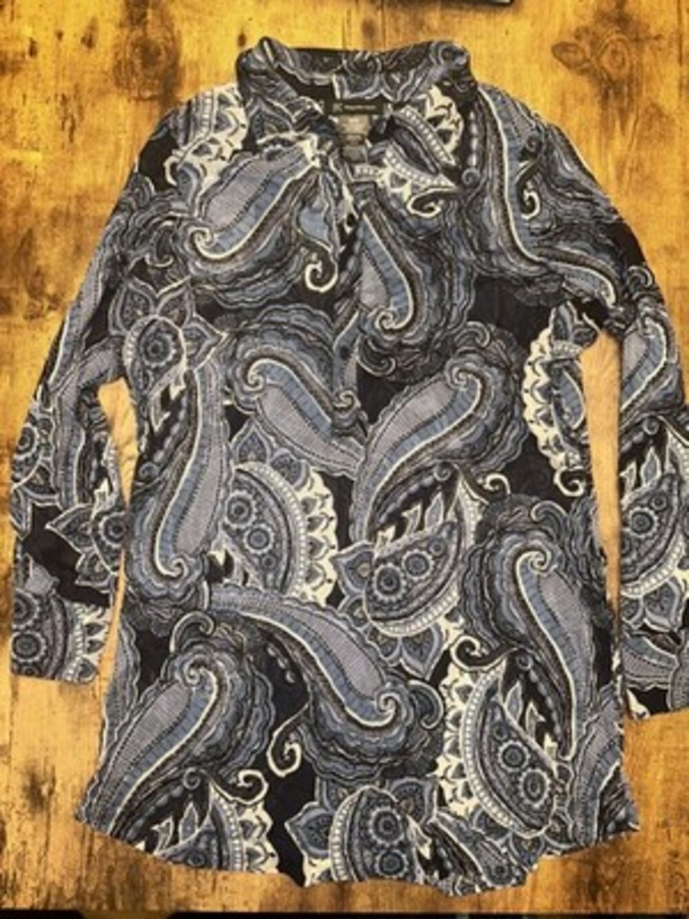 INC International Concepts Blue Paisley Sheer Tunic Top XL